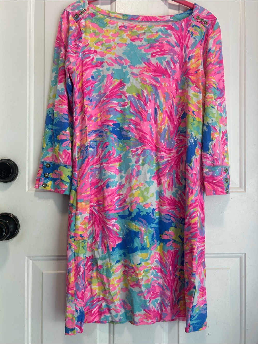 Lilly Pulitzer Pink Multicolor Floral Long-Sleeve Shift Dress